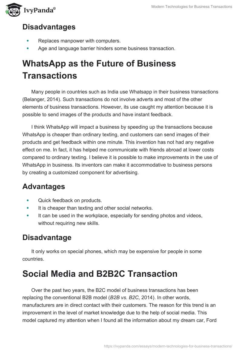Modern Technologies for Business Transactions. Page 2