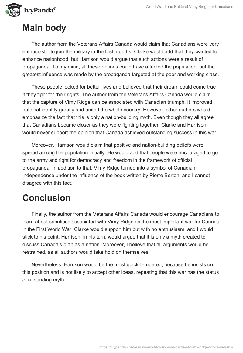 World War I and Battle of Vimy Ridge for Canadians. Page 2