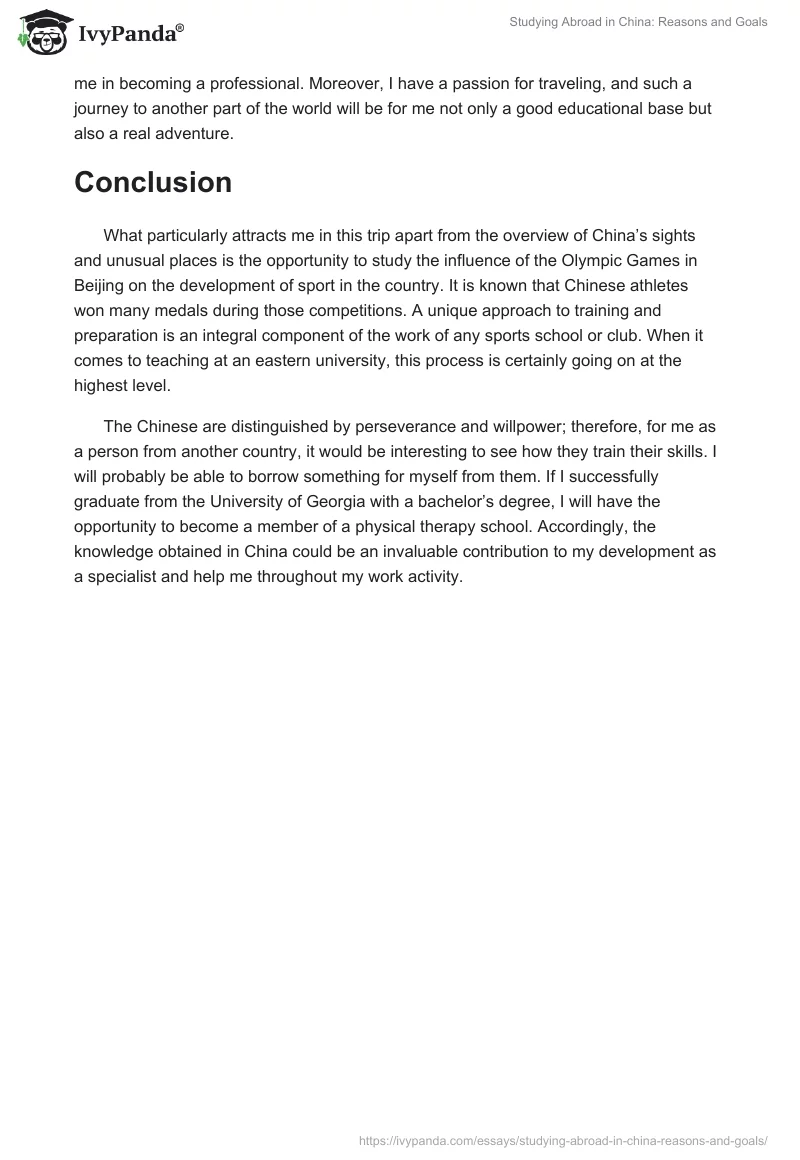 Studying Abroad in China: Reasons and Goals. Page 2