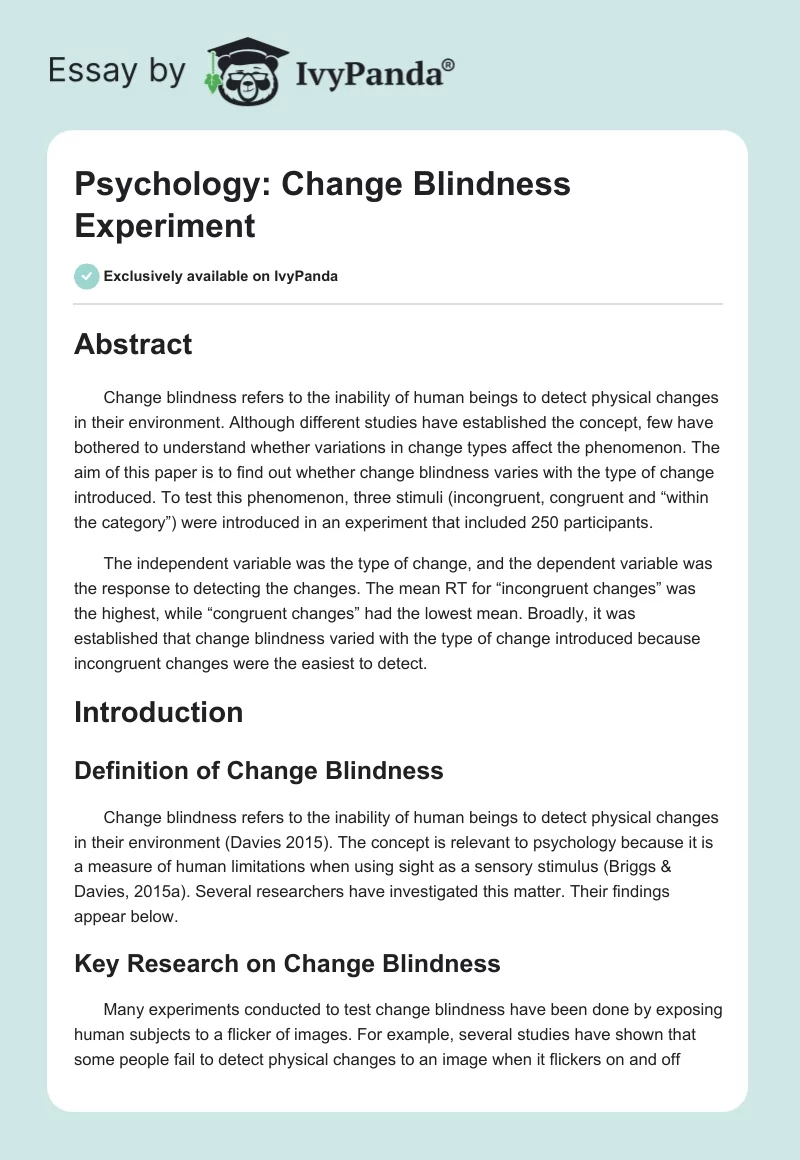 Psychology: Change Blindness Experiment. Page 1
