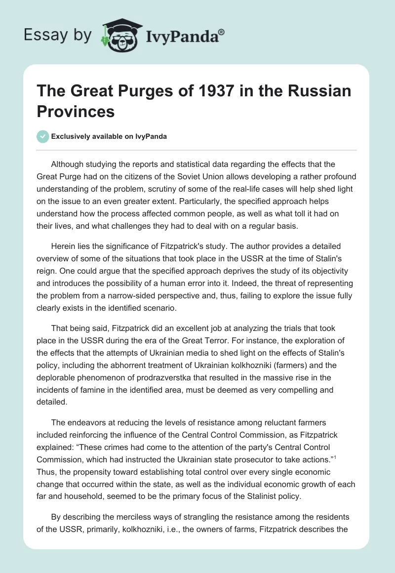 The Great Purges of 1937 in the Russian Provinces. Page 1