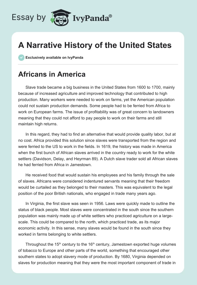 A Narrative History of the United States. Page 1