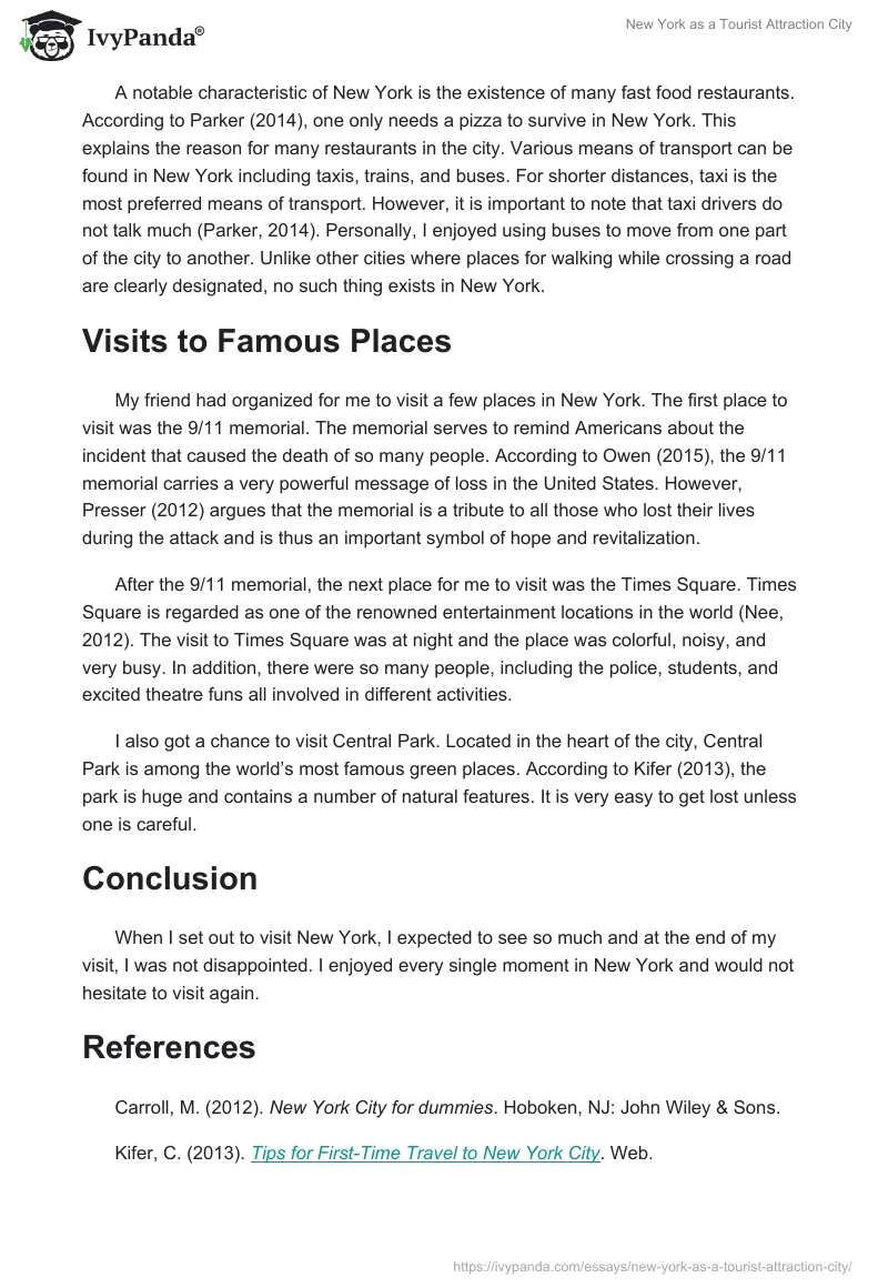 New York as a Tourist Attraction City. Page 2