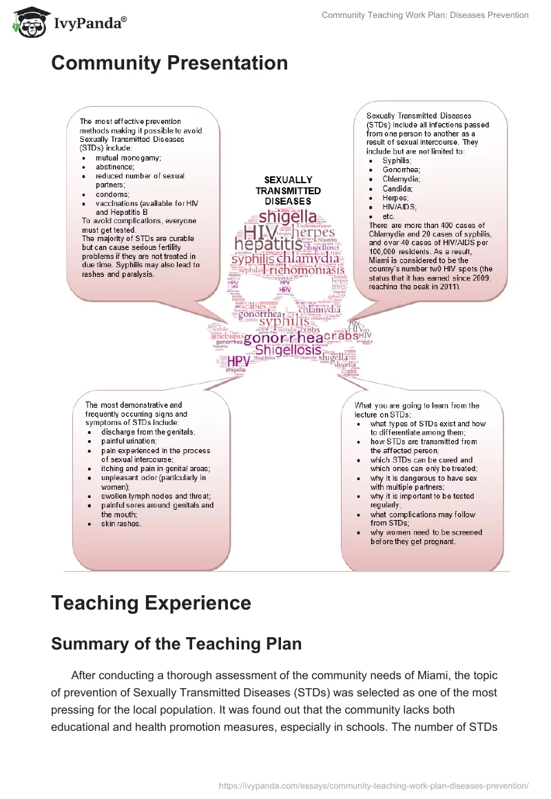 Community Teaching Work Plan: Diseases Prevention. Page 4