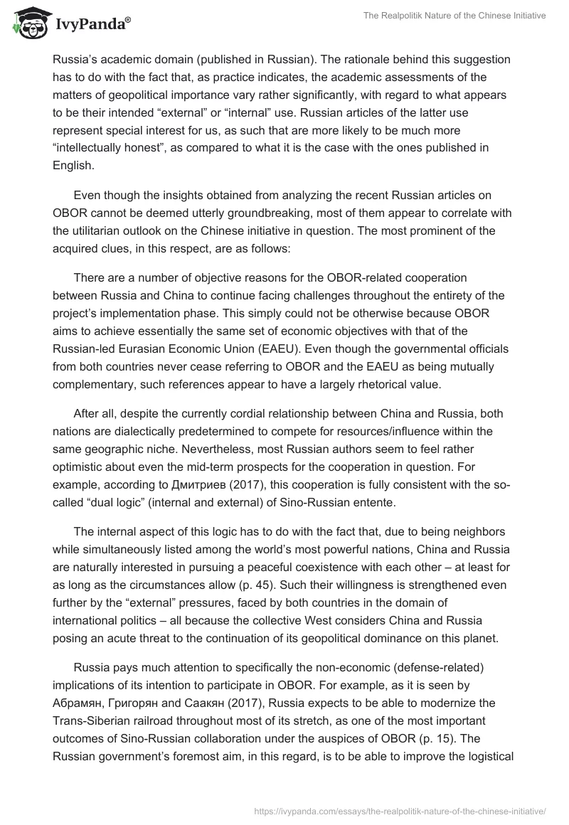 The Realpolitik Nature of the Chinese Initiative. Page 5