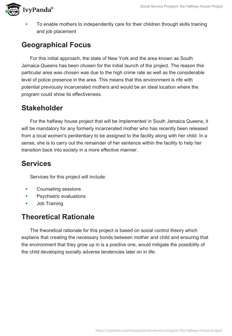 Social Service Program: the Halfway House Project. Page 5