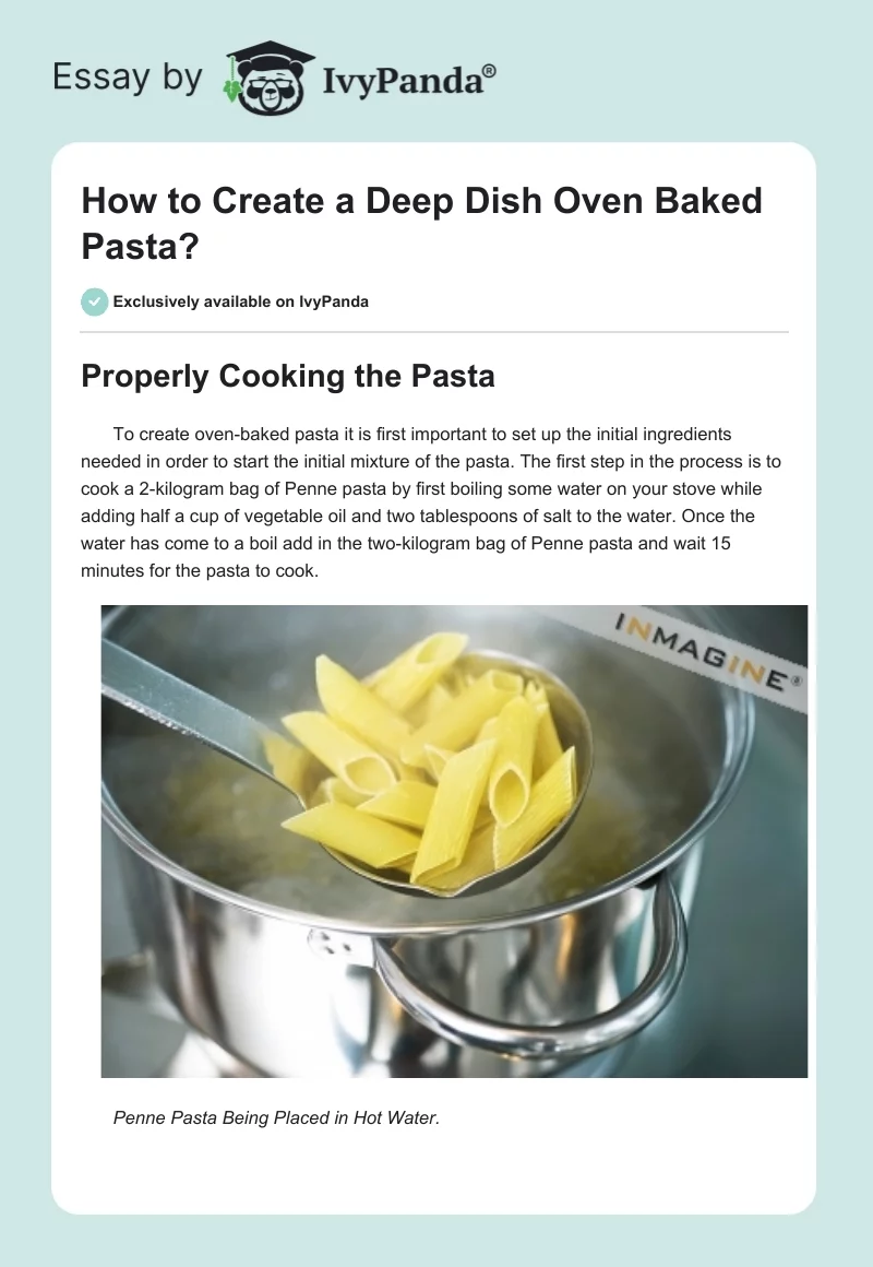How to Create a Deep Dish Oven Baked Pasta?. Page 1
