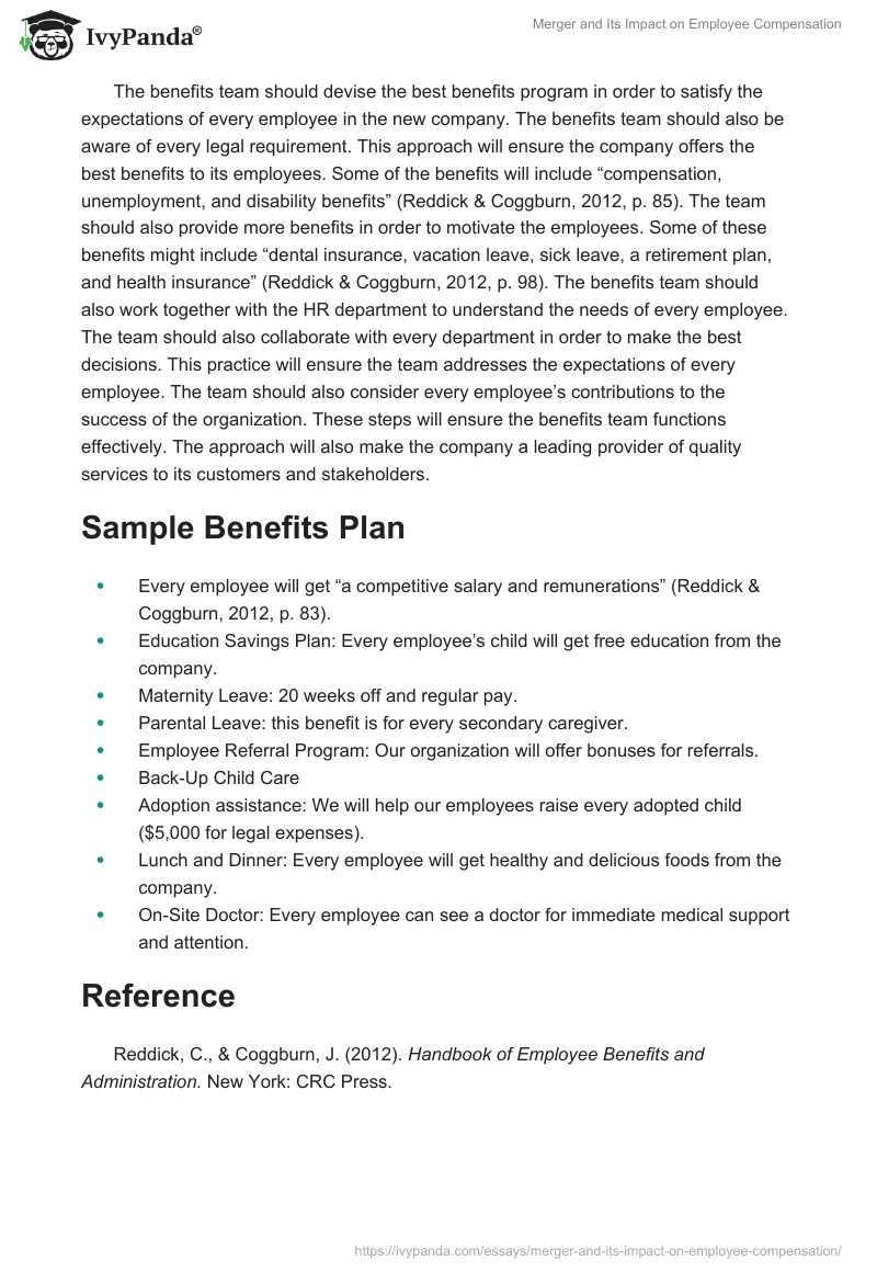 Merger and Its Impact on Employee Compensation. Page 2