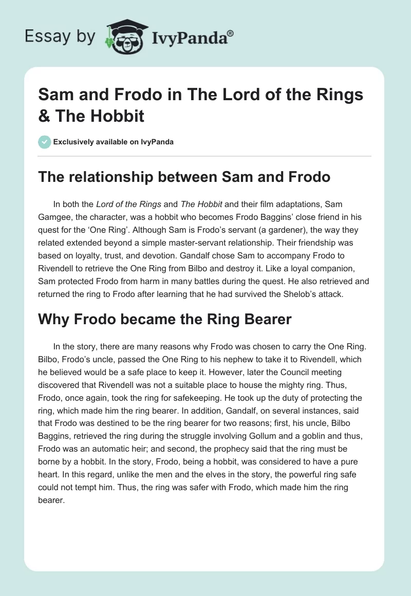 Sam and Frodo in The Lord of the Rings & The Hobbit. Page 1