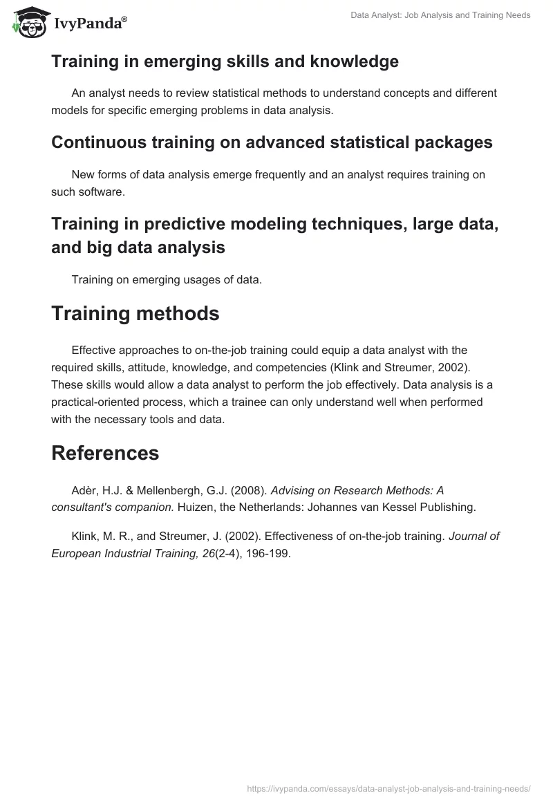 Data Analyst: Job Analysis and Training Needs. Page 4