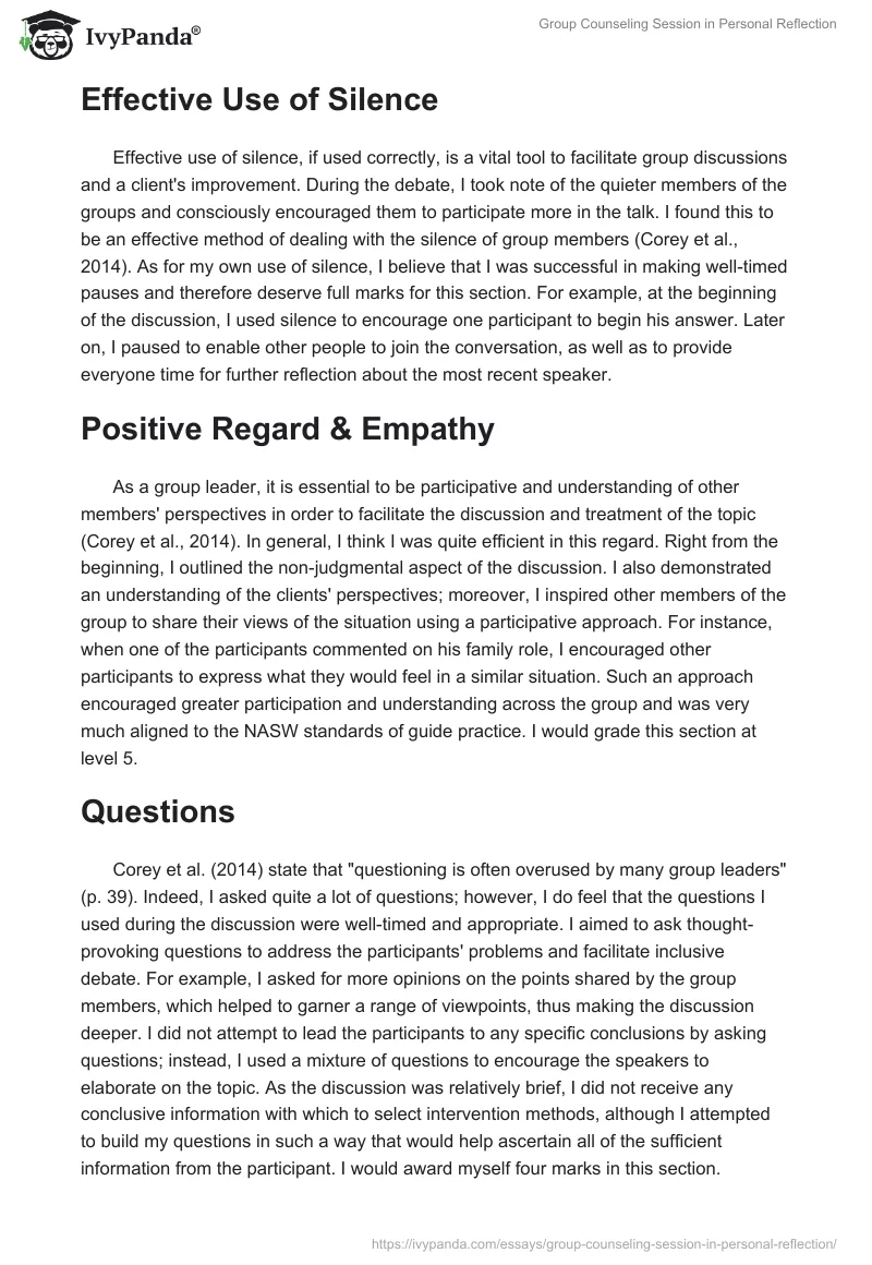 Group Counseling Session in Personal Reflection. Page 2