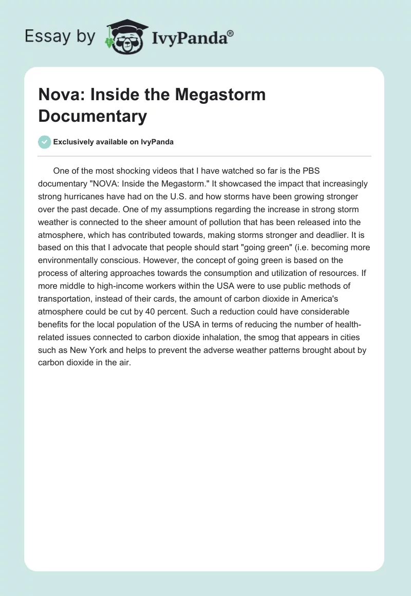 "Nova: Inside the Megastorm" Documentary. Page 1