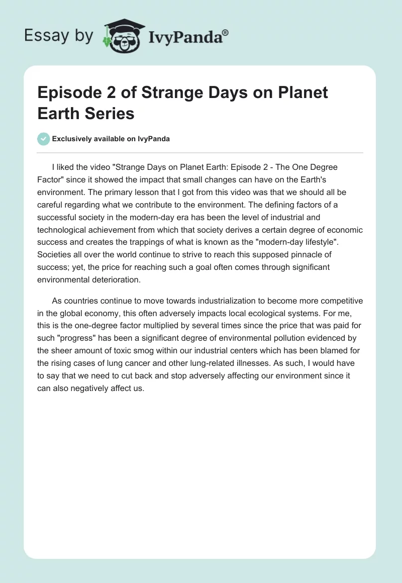 Episode 2 of "Strange Days on Planet Earth" Series. Page 1