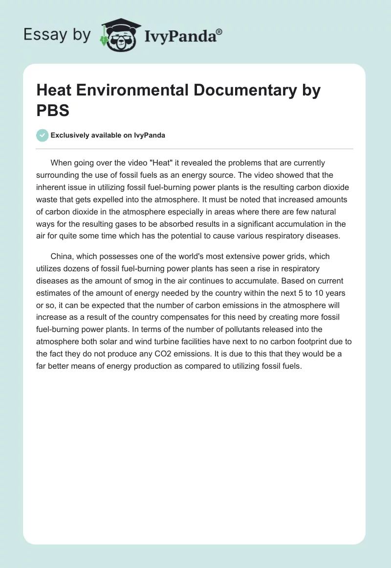 "Heat" Environmental Documentary by PBS. Page 1