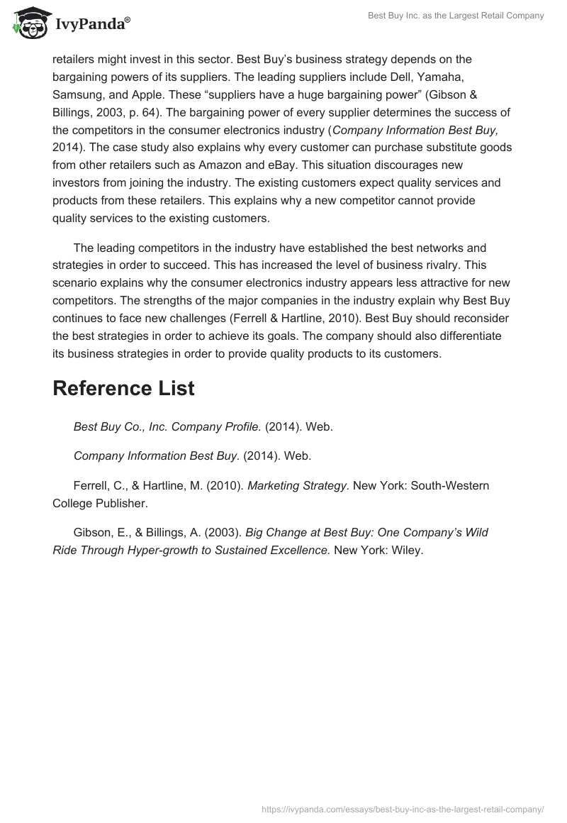 Best Buy Inc. as the Largest Retail Company. Page 2