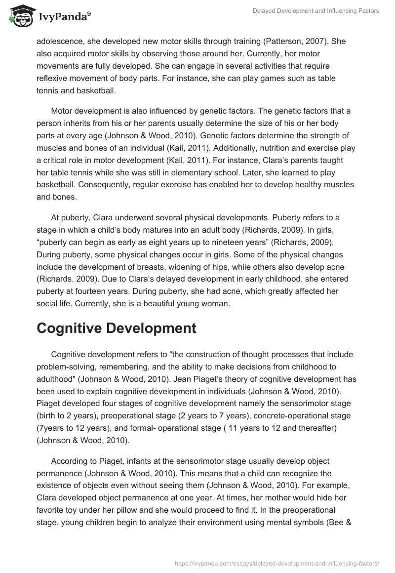 Delayed Development and Influencing Factors. Page 2