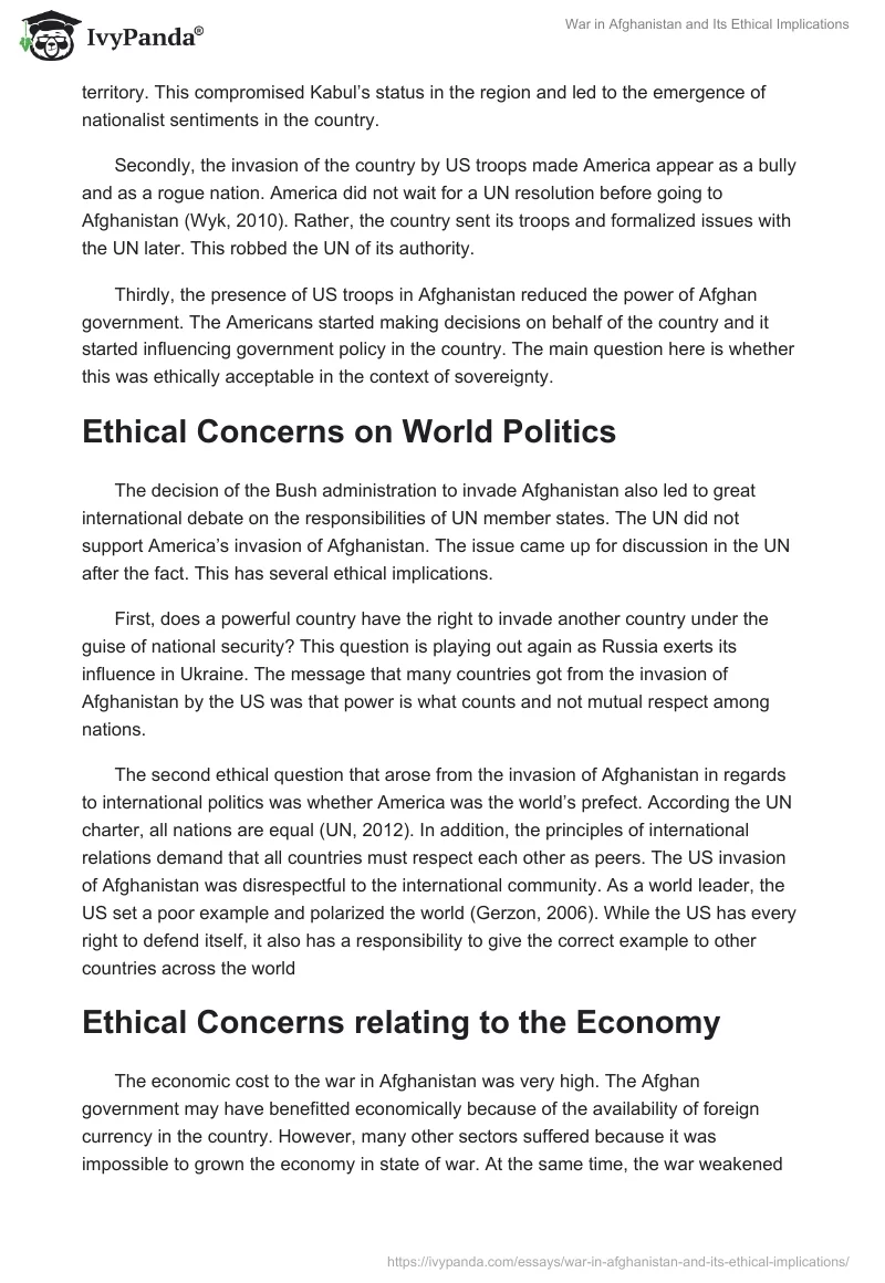 War in Afghanistan and Its Ethical Implications. Page 2