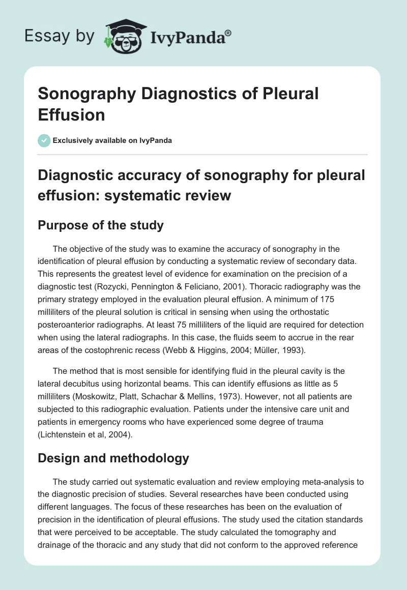 Sonography Diagnostics of Pleural Effusion. Page 1