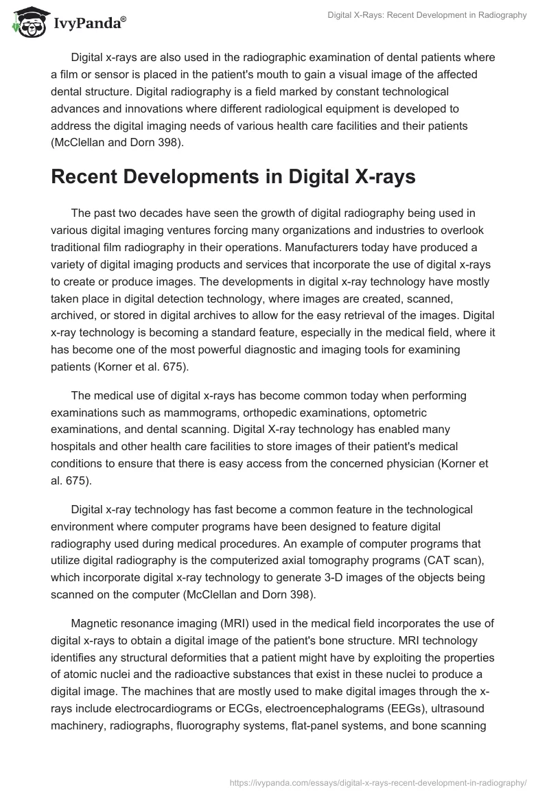 Digital X-Rays: Recent Development in Radiography. Page 2