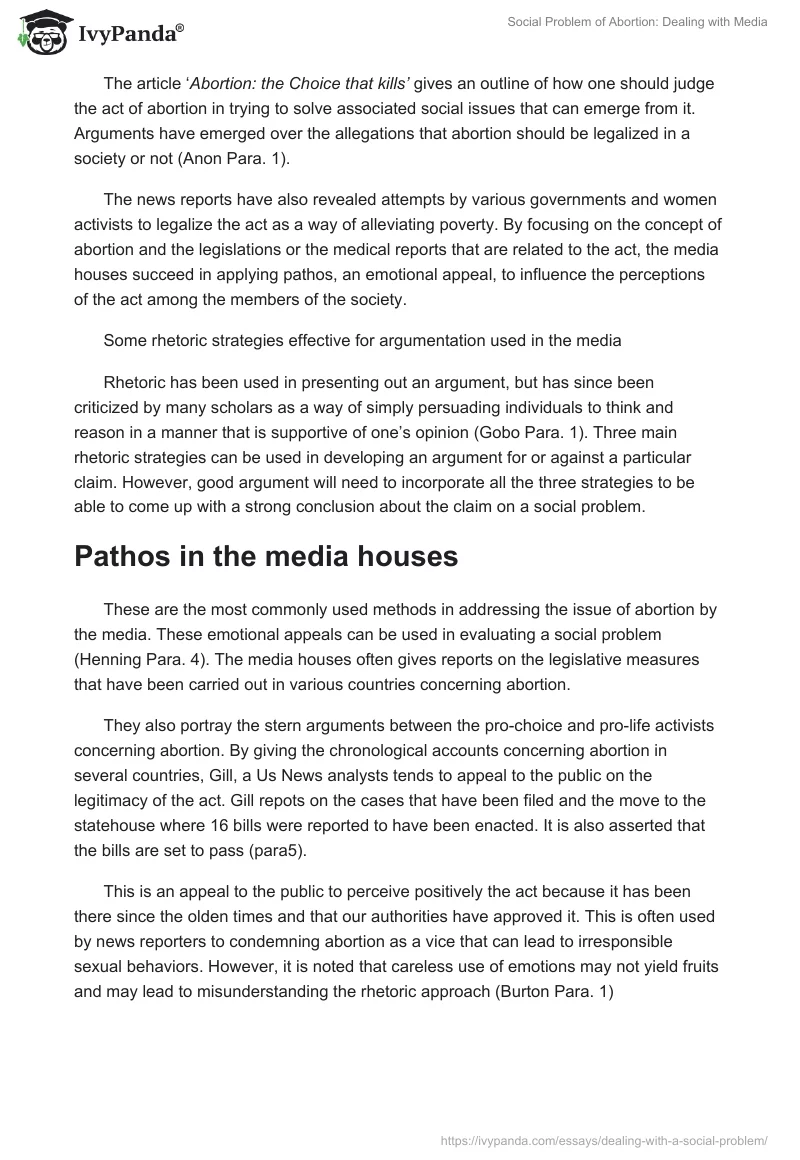 Social Problem of Abortion: Dealing With Media. Page 2