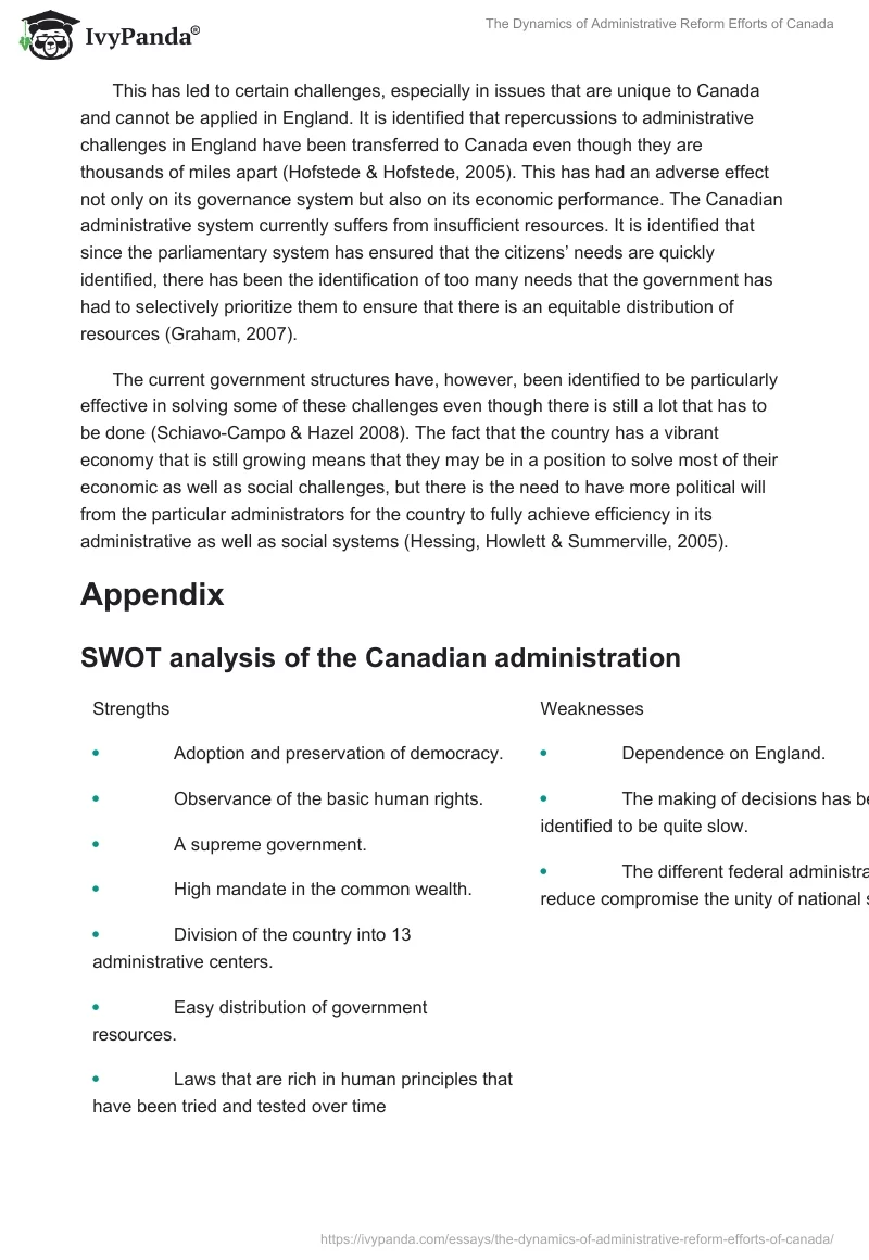 The Dynamics of Administrative Reform Efforts of Canada. Page 4