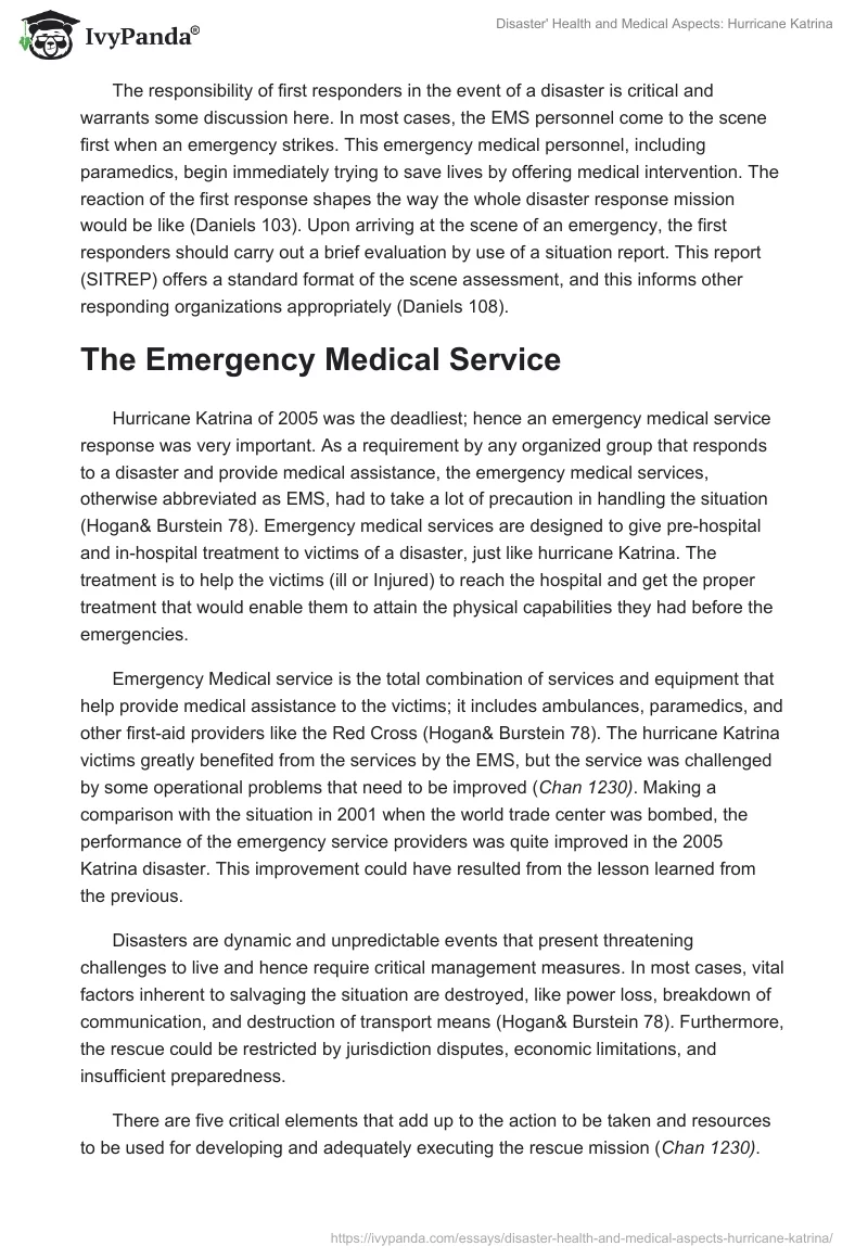 Disaster' Health and Medical Aspects: Hurricane Katrina. Page 2