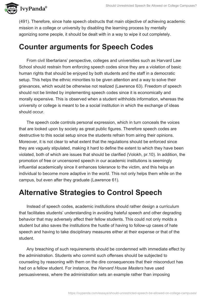 Should Unrestricted Speech Be Allowed on College Campuses?. Page 3