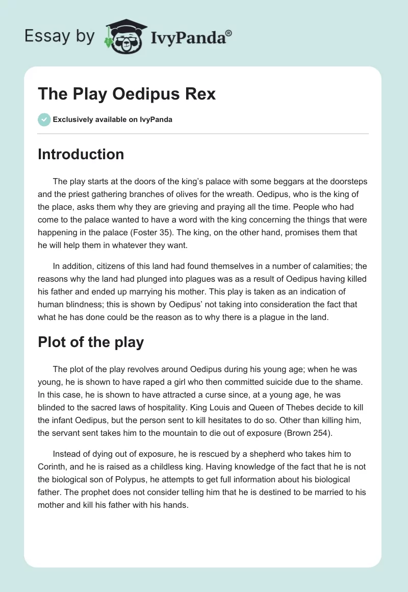 The Play "Oedipus Rex". Page 1