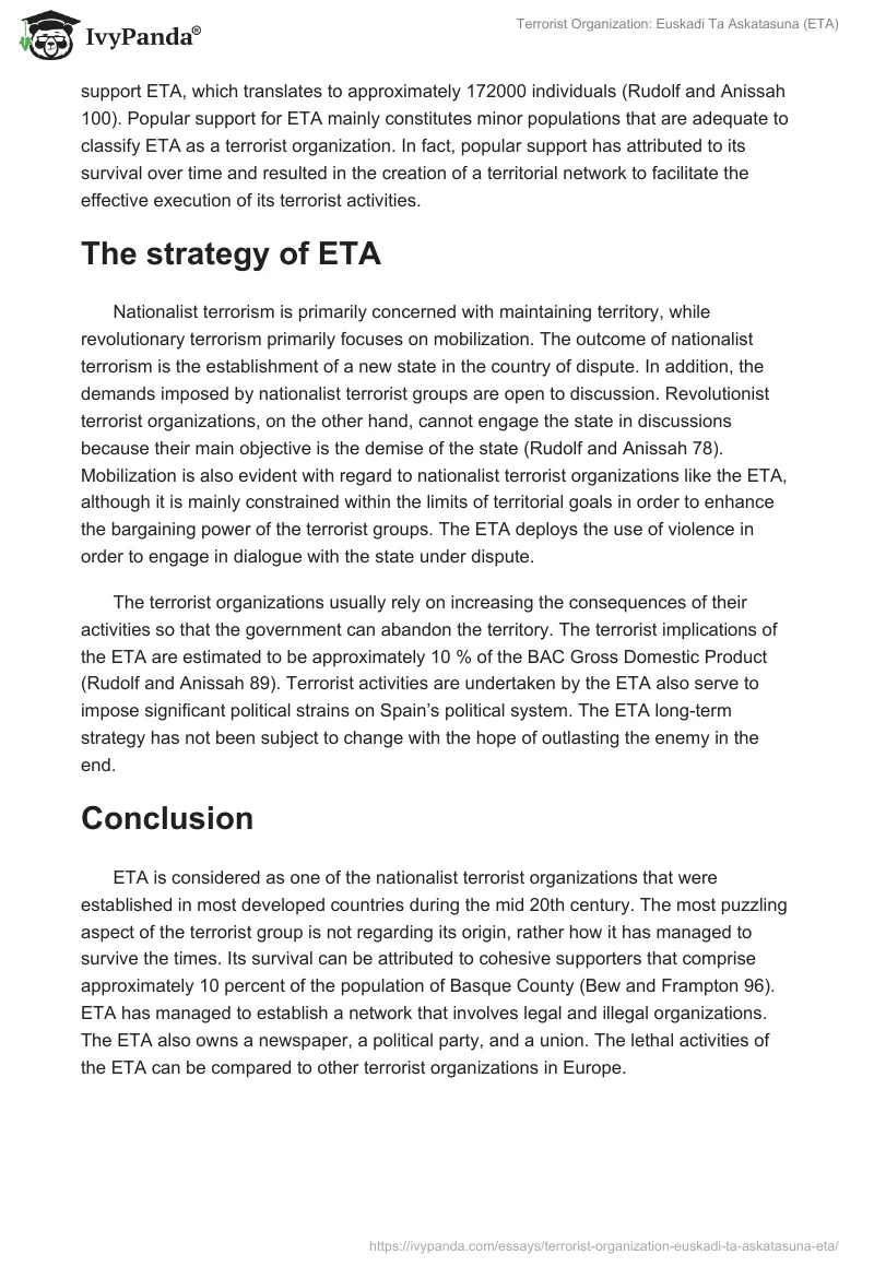 Terrorist Organization: Euskadi Ta Askatasuna (ETA). Page 4