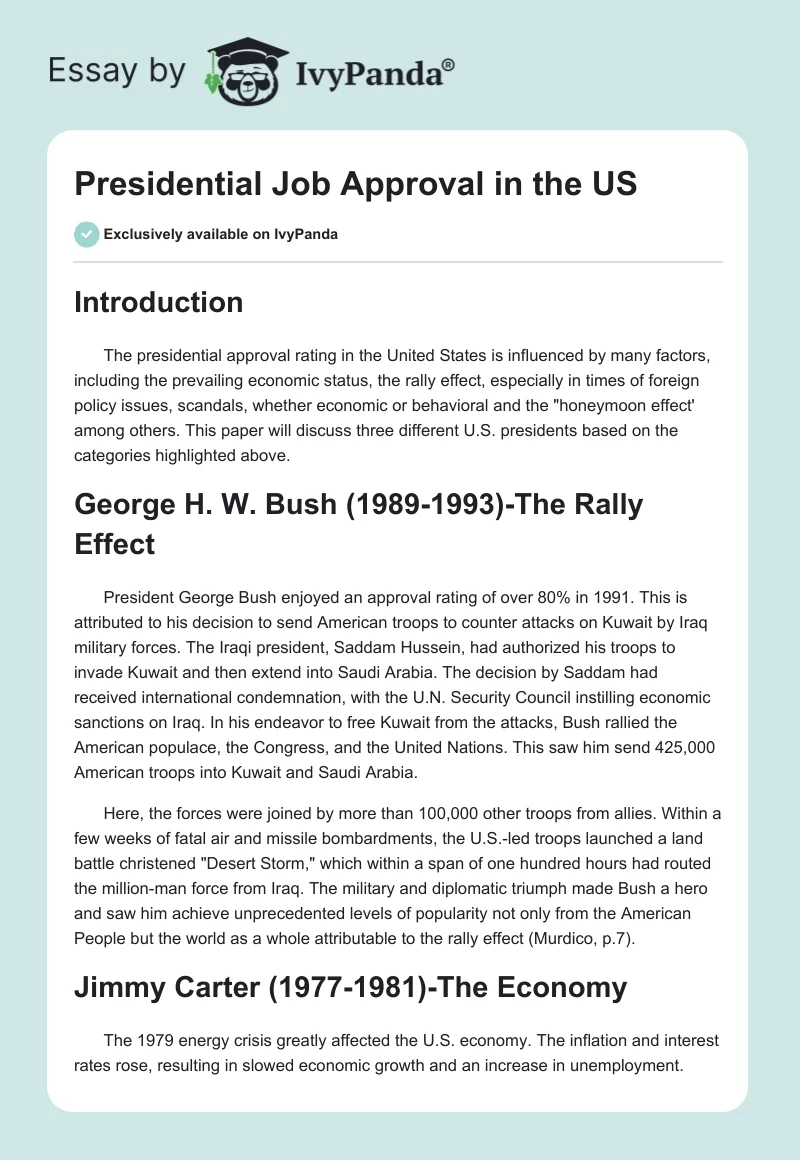 Presidential Job Approval in the US. Page 1