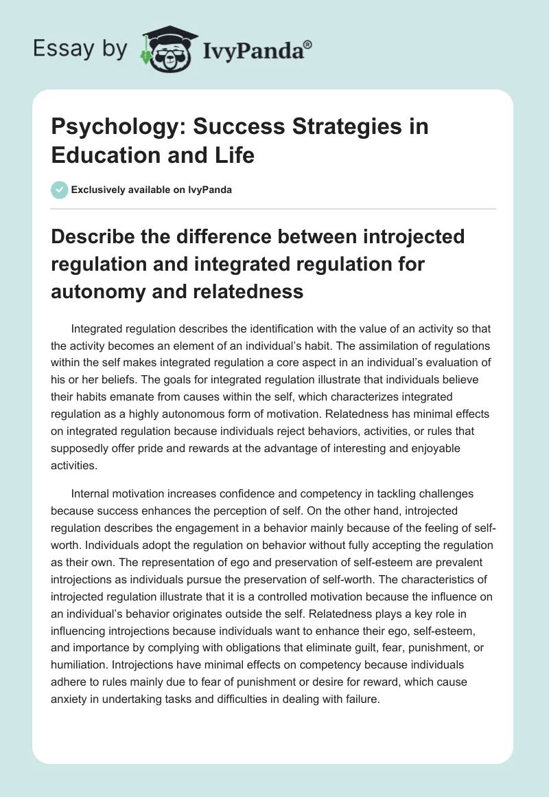 Psychology: Success Strategies in Education and Life. Page 1