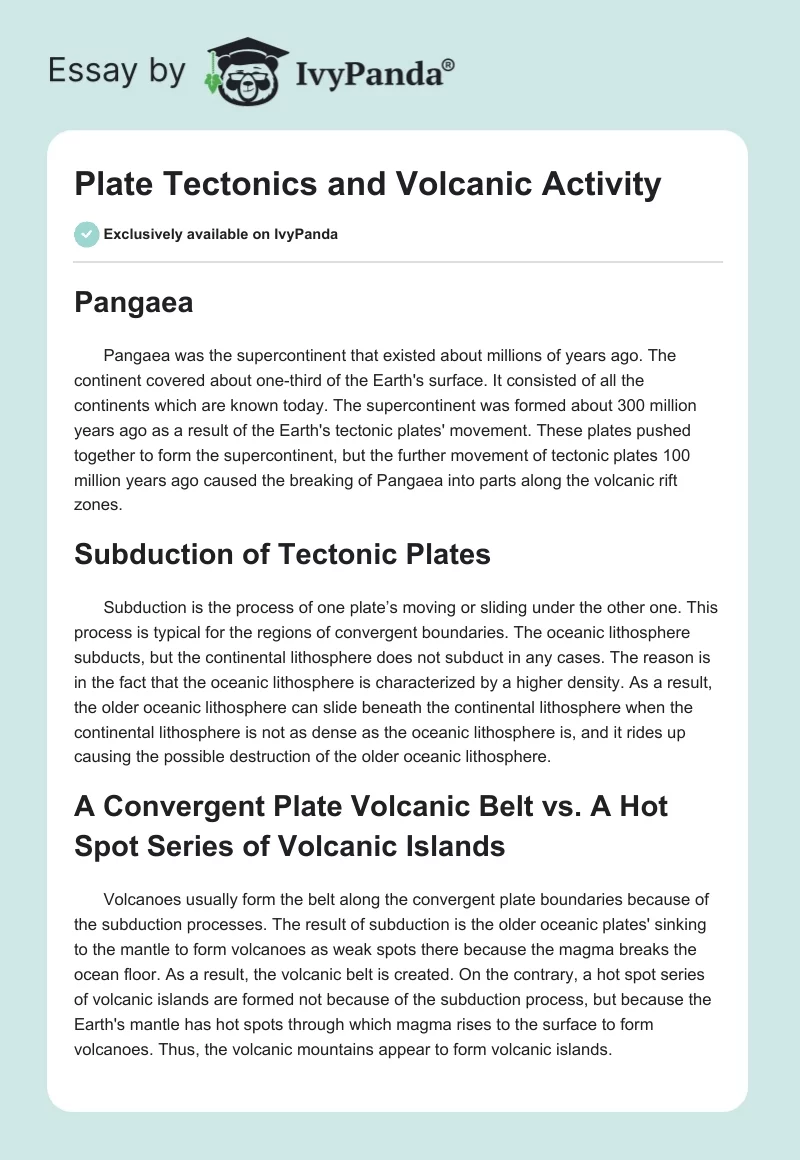 plate tectonics essay brainly