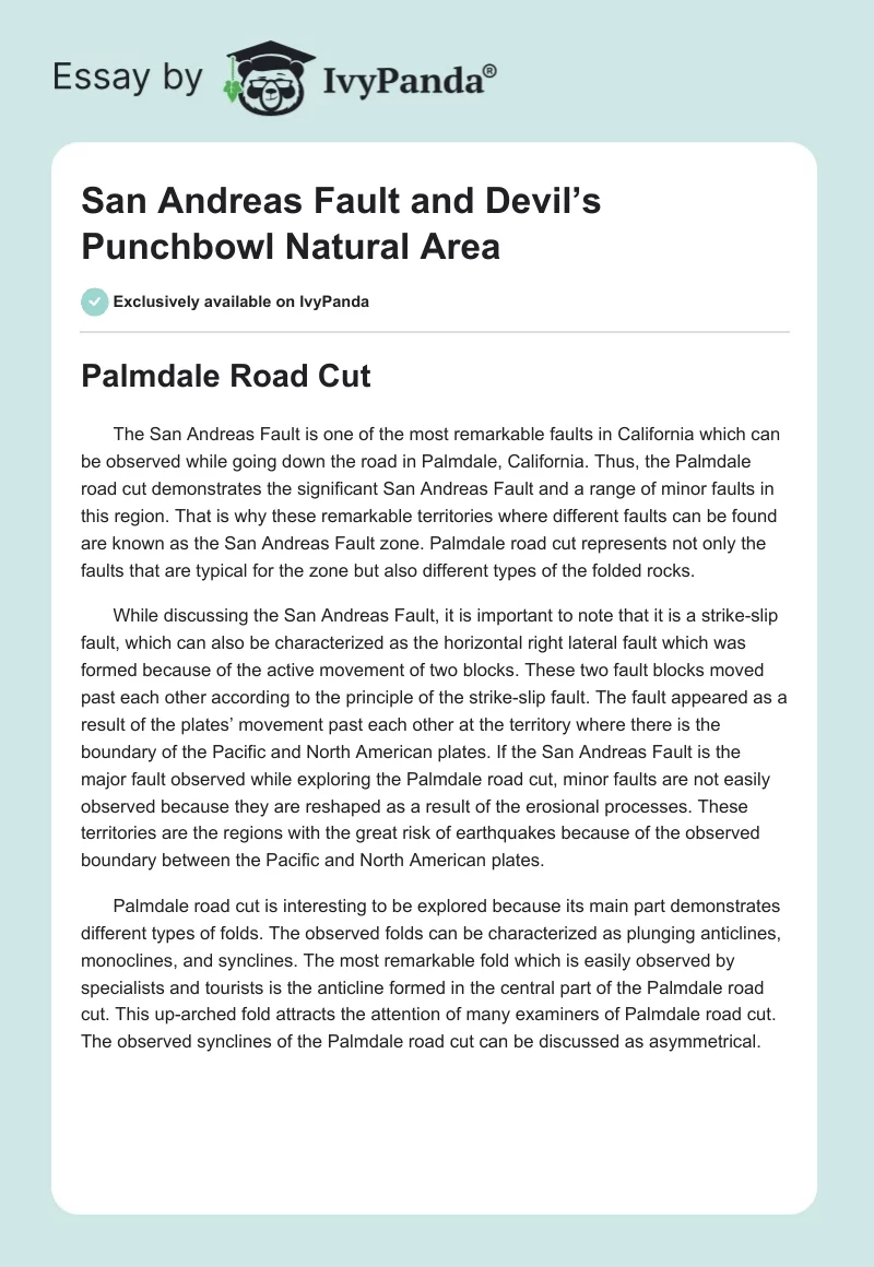 San Andreas Fault and Devil’s Punchbowl Natural Area. Page 1