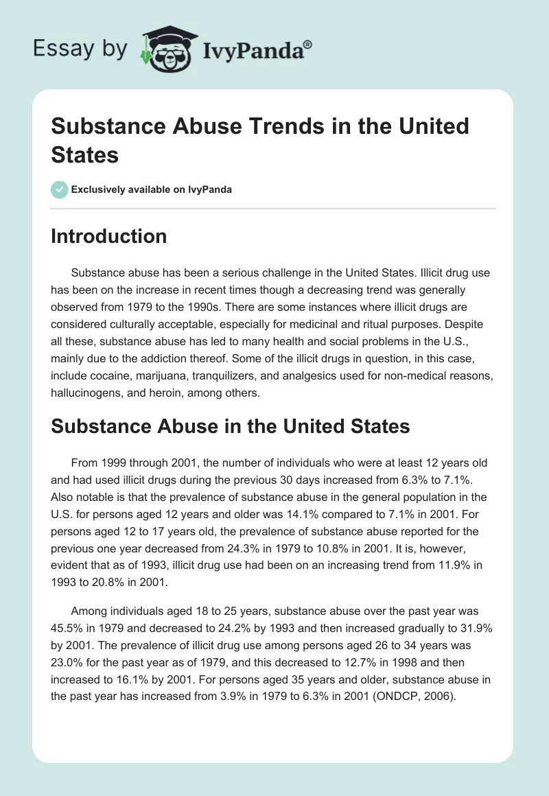Substance Abuse Trends in the United States. Page 1