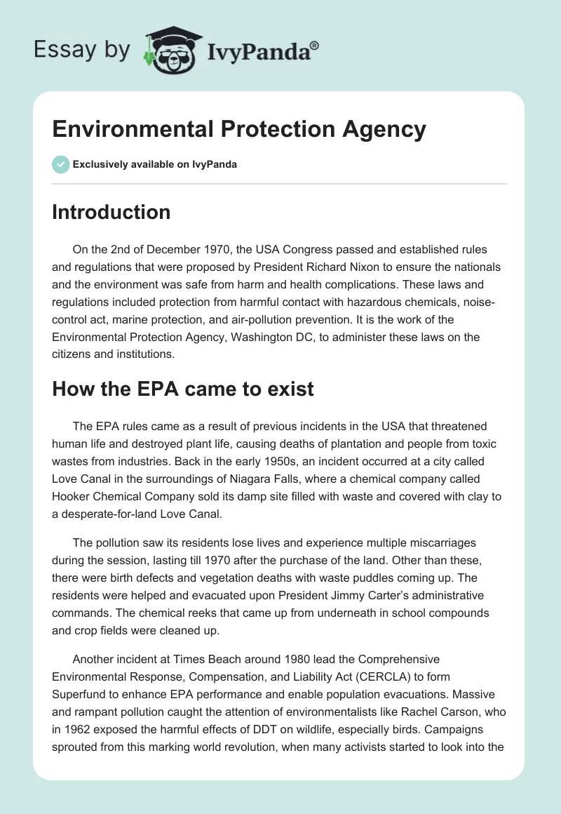 Environmental Protection Agency. Page 1