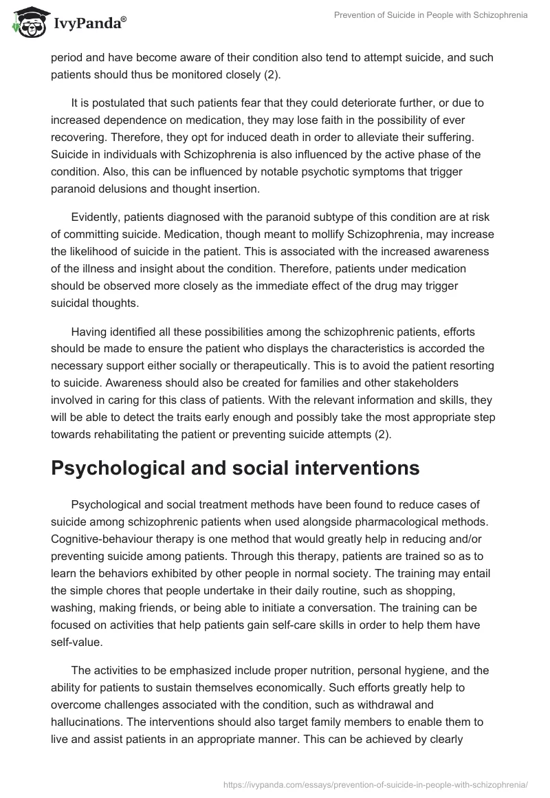 Prevention of Suicide in People with Schizophrenia. Page 2
