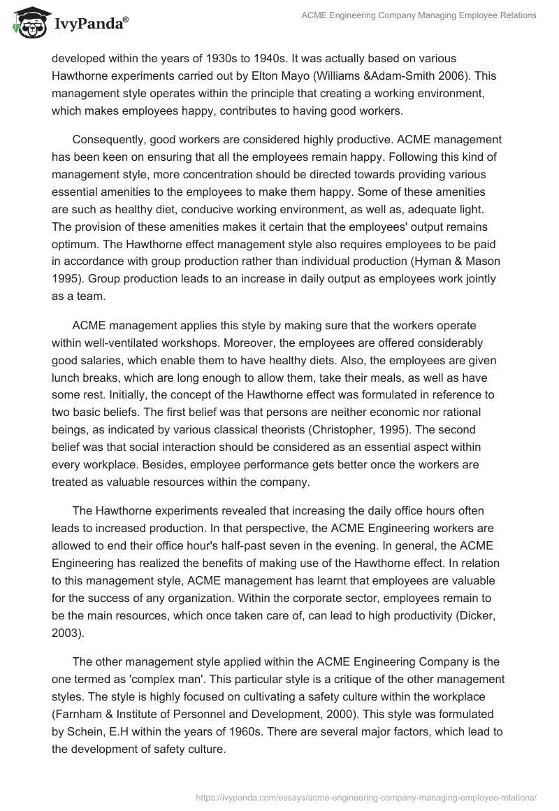 ACME Engineering Company Managing Employee Relations. Page 3