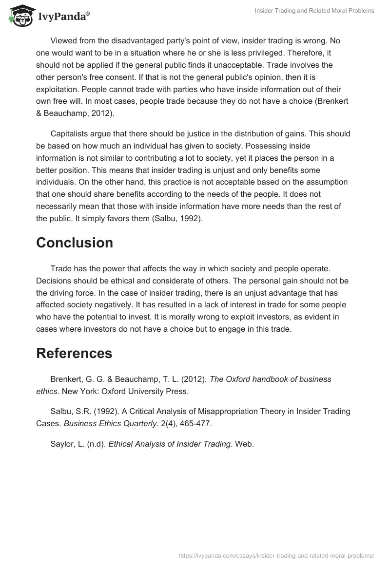 Insider Trading and Related Moral Problems. Page 2