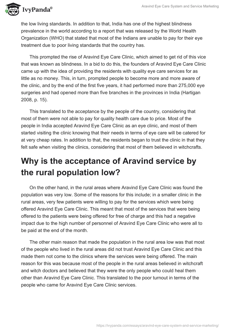 Aravind Eye Care System and Service Marketing. Page 2