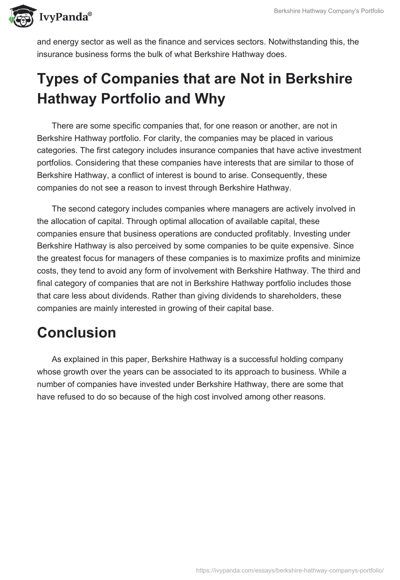 Berkshire Hathway Company's Portfolio. Page 2