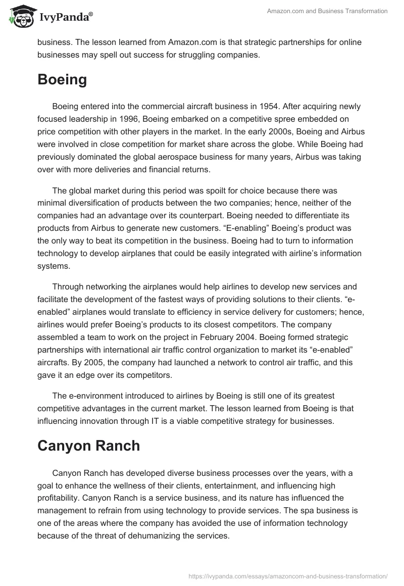 Amazon.com and Business Transformation. Page 2