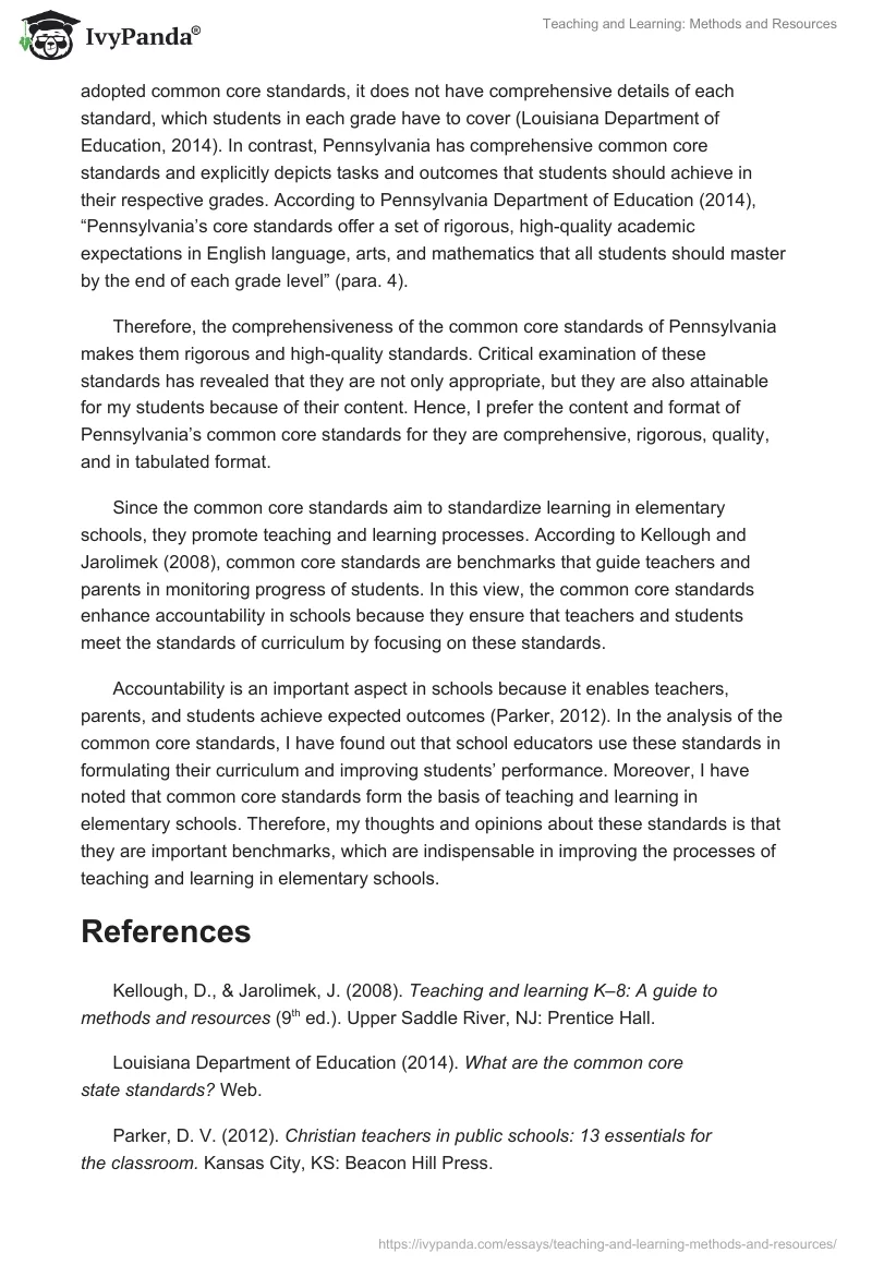 Teaching and Learning: Methods and Resources. Page 2