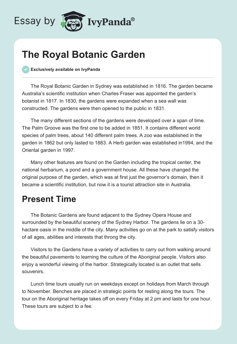 The Royal Botanic Garden. Page 1