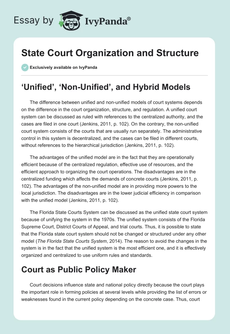 State Court Organization and Structure. Page 1
