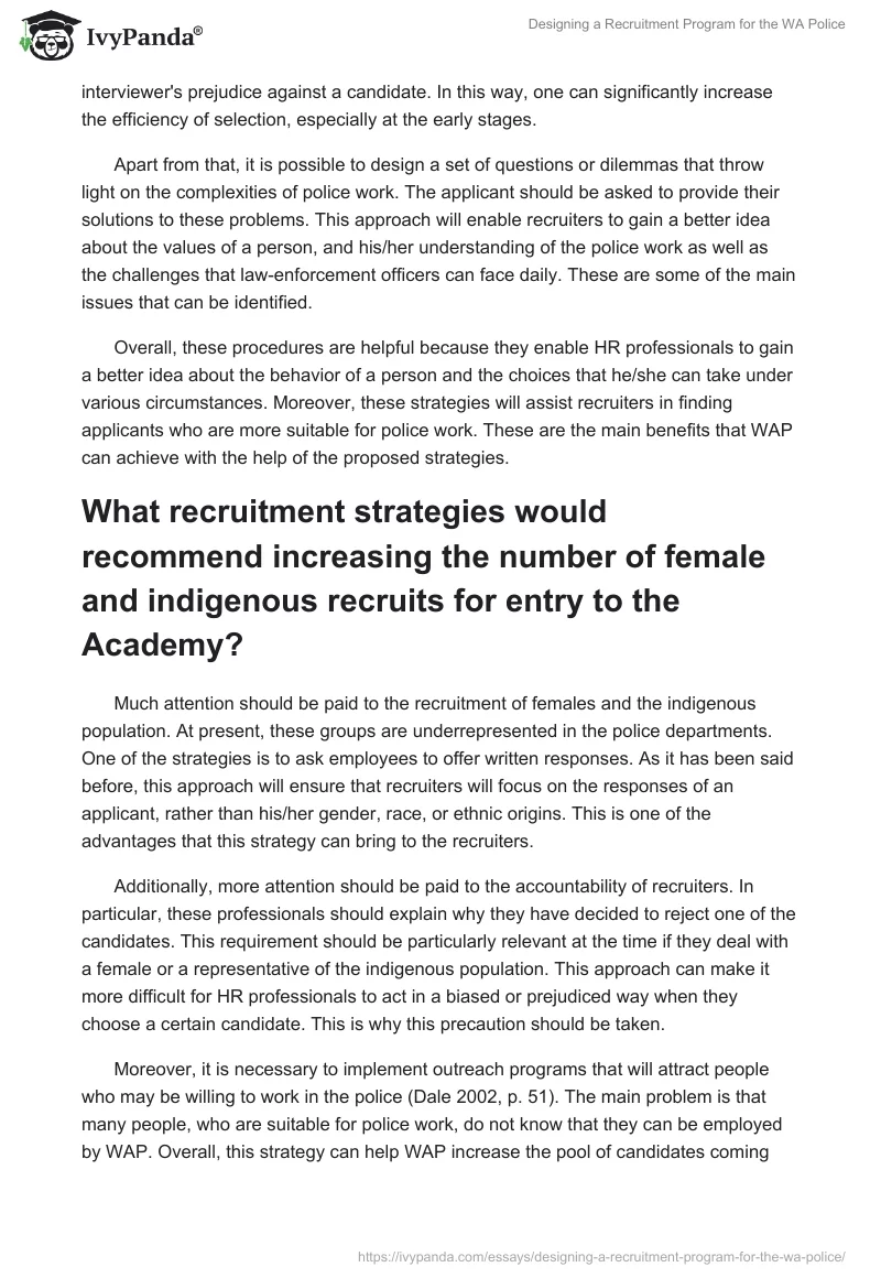 Designing a Recruitment Program for the WA Police. Page 2