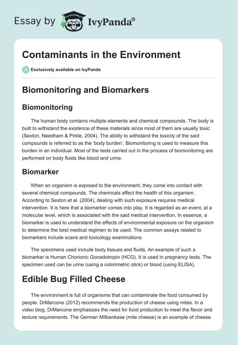 Contaminants in the Environment. Page 1