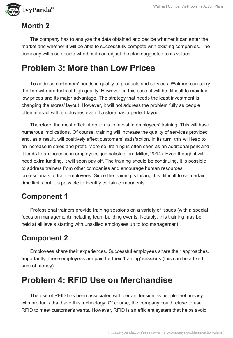 Walmart Company's Problems Action Plans. Page 3