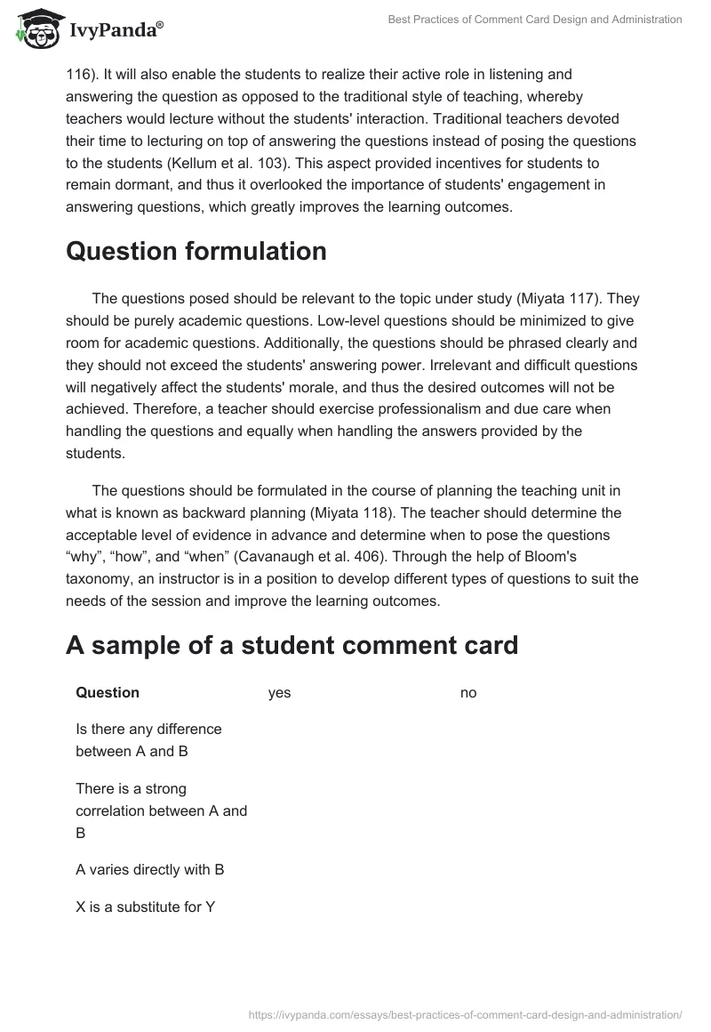 Best Practices of Comment Card Design and Administration. Page 4