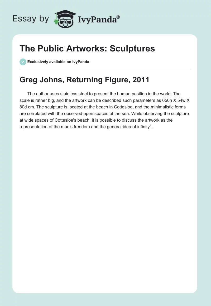 The Public Artworks: Sculptures. Page 1