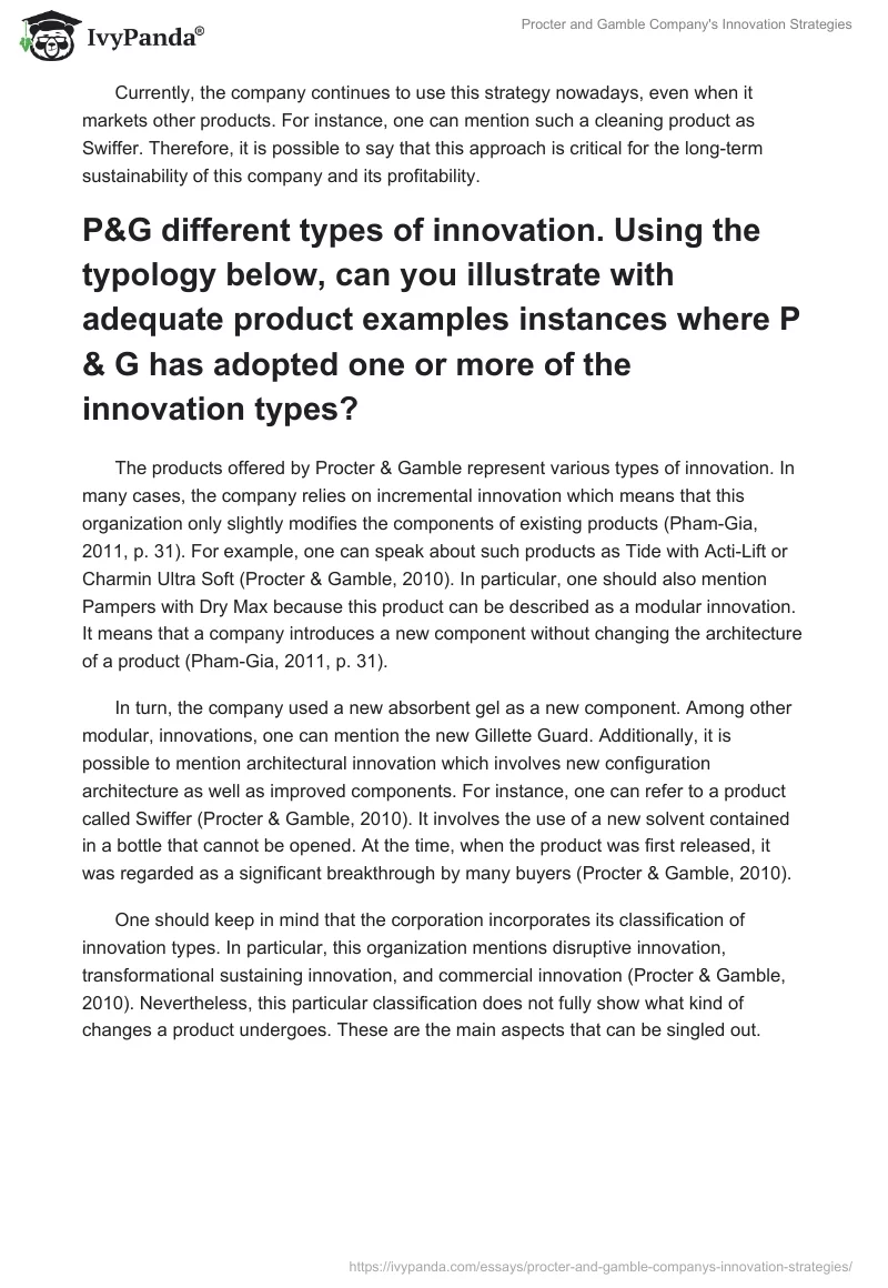 Procter and Gamble Company's Innovation Strategies. Page 2